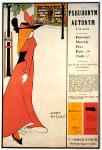 Aubrey Beardsley – The pseudonym and Autonym Libraries [from Aubrey Beardsley Exhibition]. Free illustration for personal and commercial use.