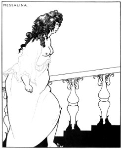 Aubrey Beardsley – Messaline returning from the bath [from Aubrey Beardsley Exhibition]. Free illustration for personal and commercial use.