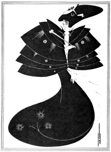 Aubrey Beardsley – The Black Cape [from Aubrey Beardsley Exhibition]. Free illustration for personal and commercial use.