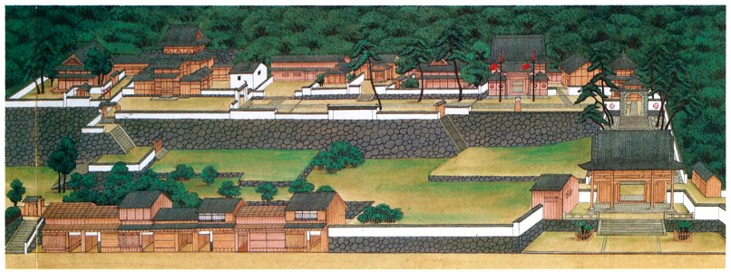 Kawahara Keiga – Temple permises [from Catalogue of the Exhibition of Keiga Kawahara]. Free illustration for personal and commercial use.