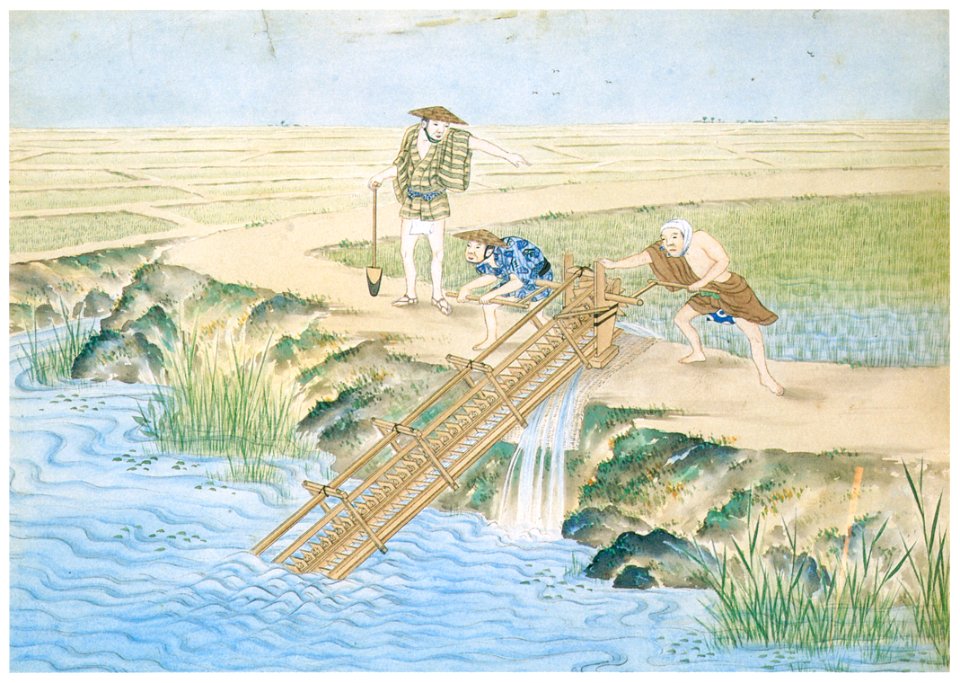 Kawahara Keiga – Irrigation of a rice field [from Catalogue of the Exhibition of Keiga Kawahara]