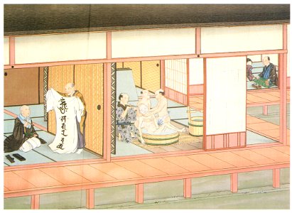 Kawahara Keiga – Purifying a dead body [from Catalogue of the Exhibition of Keiga Kawahara]. Free illustration for personal and commercial use.