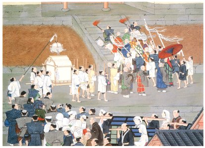 Kawahara Keiga – Funeral procession [from Catalogue of the Exhibition of Keiga Kawahara]. Free illustration for personal and commercial use.