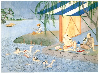Kawahara Keiga – Cooling off in summer [from Catalogue of the Exhibition of Keiga Kawahara]