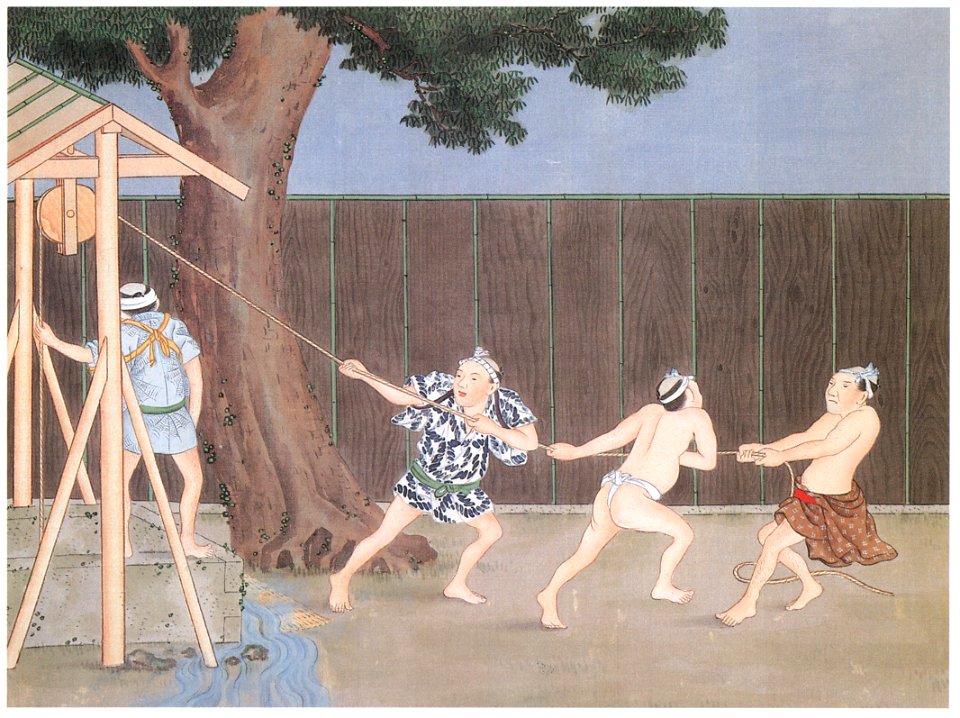 Kawahara Keiga – Well cleaning (May) [from Catalogue of the Exhibition of Keiga Kawahara]