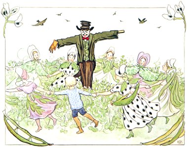 Elsa Beskow – Plate 7 [from Little Lasse in the garden]. Free illustration for personal and commercial use.