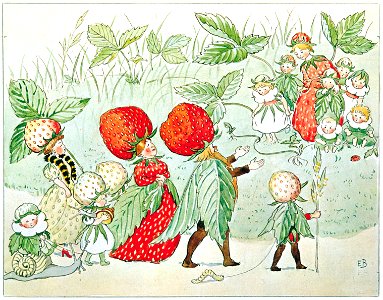 Elsa Beskow – Plate 11 [from Little Lasse in the garden]. Free illustration for personal and commercial use.