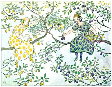 Elsa Beskow – Plate 10 [from Little Lasse in the garden]. Free illustration for personal and commercial use.