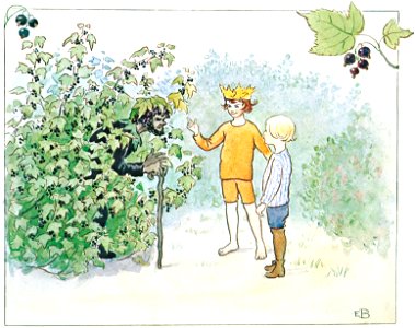 Elsa Beskow – Plate 5 [from Little Lasse in the garden]. Free illustration for personal and commercial use.