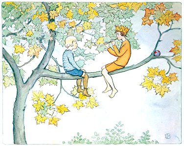 Elsa Beskow – Plate 2 [from Little Lasse in the garden]. Free illustration for personal and commercial use.