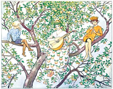 Elsa Beskow – Plate 9 [from Little Lasse in the garden]. Free illustration for personal and commercial use.