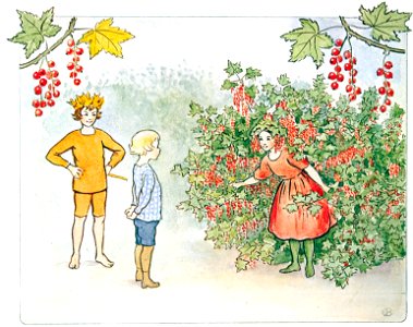 Elsa Beskow – Plate 4 [from Little Lasse in the garden]. Free illustration for personal and commercial use.