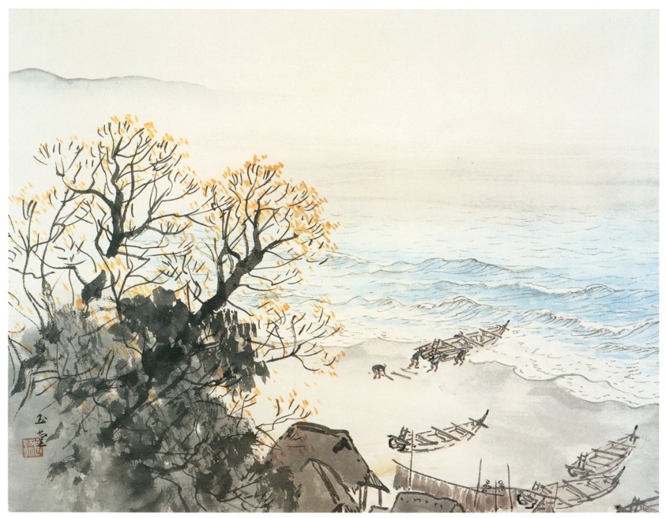 Kawai Gyokudō – The Seashore in Late Autumn [from The Exhibition of Kawai Gyokudō in memory of the 50th anniversary after his death]