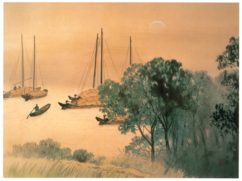 Kawai Gyokudō – Summer Evening Riverside [from The Exhibition of Kawai Gyokudō in memory of the 50th anniversary after his death]