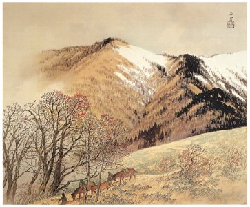 Kawai Gyokudō – Plateau in Early Winter [from The Exhibition of Kawai Gyokudō in memory of the 50th anniversary after his death]. Free illustration for personal and commercial use.