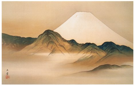 Kawai Gyokudō – Mount Fuji in Early Spring [from The Exhibition of Kawai Gyokudō in memory of the 50th anniversary after his death]. Free illustration for personal and commercial use.