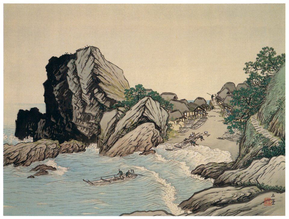 Kawai Gyokudō – Fishing Village in New Year [from The Exhibition of Kawai Gyokudō in memory of the 50th anniversary after his death]