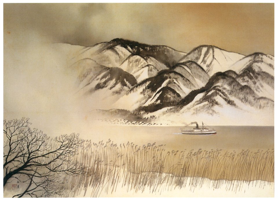 Kawai Gyokudō – Twilight Snowfall. [from The Exhibition of Kawai Gyokudō in memory of the 50th anniversary after his death]