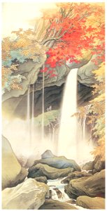 Kawai Gyokudō – Urami Waterfall, Nikko [from The Exhibition of Kawai Gyokudō in memory of the 50th anniversary after his death]. Free illustration for personal and commercial use.