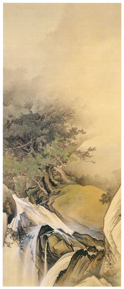 Kawai Gyokudō – Rushing Waterfall and Playing Monkeys [from The Exhibition of Kawai Gyokudō in memory of the 50th anniversary after his death]