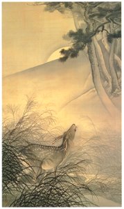 Kawai Gyokudō – A Deer Belling under the Moon [from The Exhibition of Kawai Gyokudō in memory of the 50th anniversary after his death]
