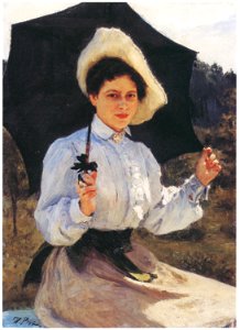 Ilya Repin – “In the Sun” Portrait of Nadezhda I. Repina, Daughter of the Painter [from Ilya Repin: Master Works from The State Tretyakov Gallery]. Free illustration for personal and commercial use.