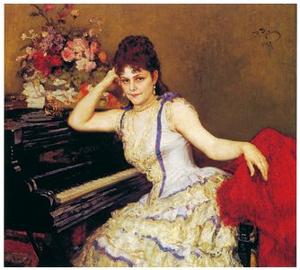 Ilya Repin – Portrait of the Pianist Sophie Menter [from Ilya Repin: Master Works from The State Tretyakov Gallery]. Free illustration for personal and commercial use.