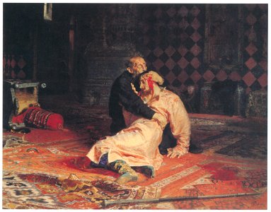 Ilya Repin – Ivan the Terrible and His Son Ivan on 16 November 1581 [from Ilya Repin: Master Works from The State Tretyakov Gallery]. Free illustration for personal and commercial use.