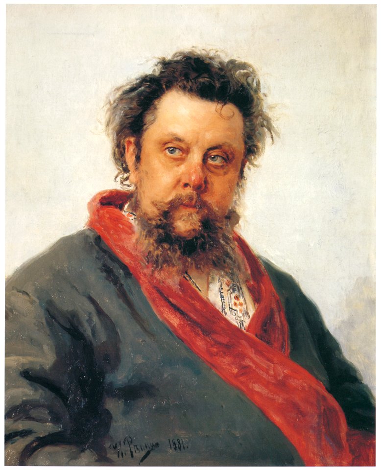 Ilya Repin – Portrait of the Composer Modest P. Mussorgsky [from Ilya Repin: Master Works from The State Tretyakov Gallery]. Free illustration for personal and commercial use.