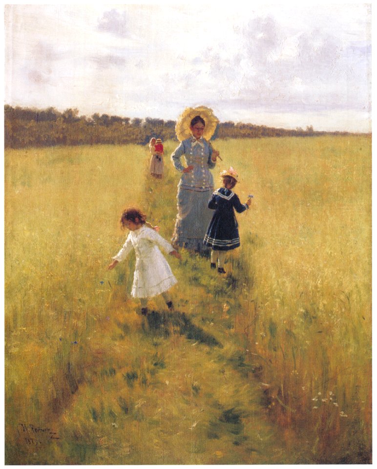 Ilya Repin – At the Boundary – Vera A. Repina Walking along the Boundary with Her Children [from Ilya Repin: Master Works from The State Tretyakov Gallery]