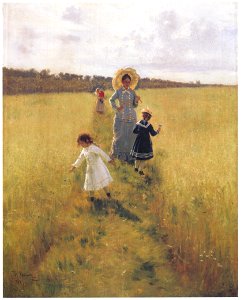 Ilya Repin – At the Boundary – Vera A. Repina Walking along the Boundary with Her Children [from Ilya Repin: Master Works from The State Tretyakov Gallery]