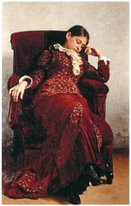 Ilya Repin – “A Rest” Portrait of Vera A Repina, Wife of the Painter [from Ilya Repin: Master Works from The State Tretyakov Gallery]. Free illustration for personal and commercial use.