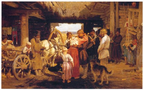 Ilya Repin – Seeing Off a Recruit [from Ilya Repin: Master Works from The State Tretyakov Gallery]. Free illustration for personal and commercial use.