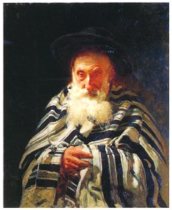 Ilya Repin – Jew at Prayer [from Ilya Repin: Master Works from The State Tretyakov Gallery]. Free illustration for personal and commercial use.