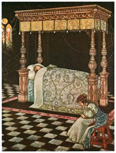 William Heath Robinson – The most beautiful sight he had ever seen. (Old Time Stories by Charles Perrault) [from The Fantastic Paintings of Charles & William Heath Robinson]. Free illustration for personal and commercial use.