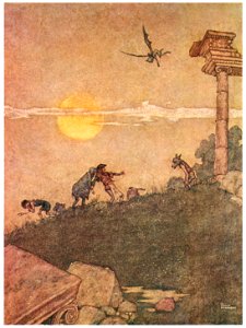 William Heath Robinson – Bottom. “Why do they turn away? This is knavery of them to make me afeared.” (A Midsummer Night’s Dream) [from The Fantastic Paintings of Charles & William Heath Robinson]. Free illustration for personal and commercial use.