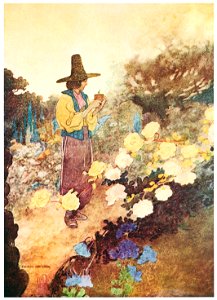 Charles Robinson – Hans in his garden. (The Devoted Friend) [from The Fantastic Paintings of Charles & William Heath Robinson]