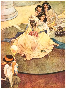 Charles Robinson – Frontispiece of the King of the Mountains of the Moon. [from The Fantastic Paintings of Charles & William Heath Robinson]. Free illustration for personal and commercial use.
