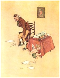 William Heath Robinson – He jumped down from the old mans lap and danced around him on the floor (The Naughty Boy) [from The Fantastic Paintings of Charles & William Heath Robinson]. Free illustration for personal and commercial use.