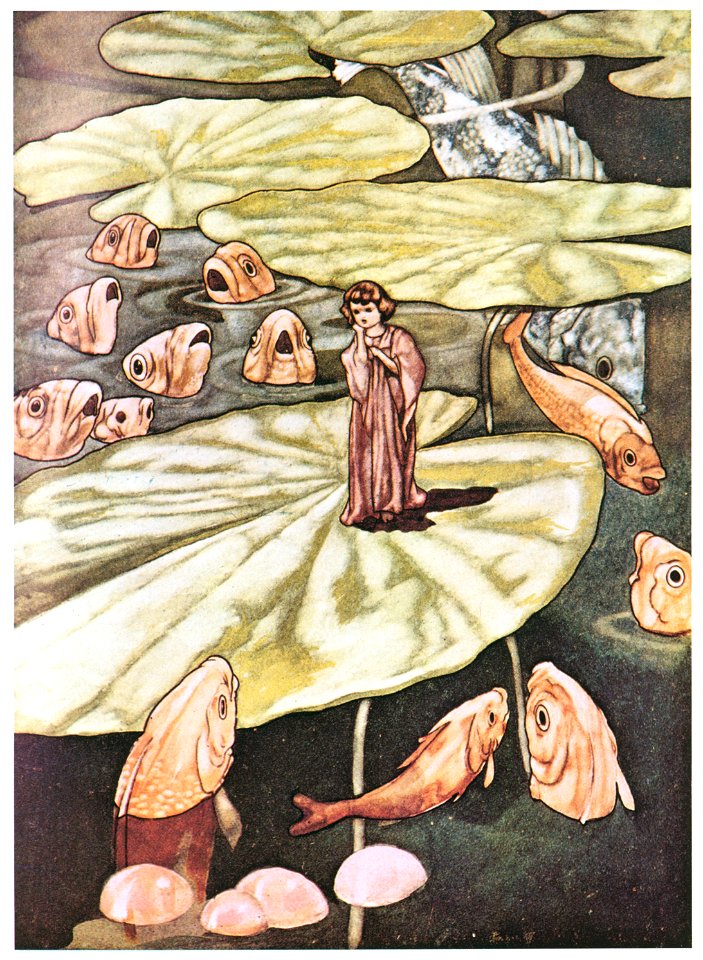 Charles Robinson – The little fishes and Thumberline. [from The Fantastic Paintings of Charles & William Heath Robinson]