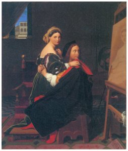 Jean-Auguste-Dominique Ingres – Raphael and the Fornarina [from Winthrop Collection of the Fogg Art Museum]. Free illustration for personal and commercial use.