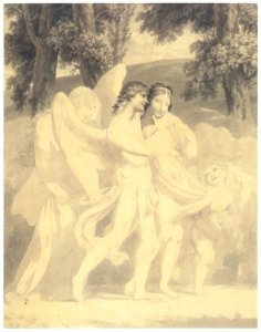 Pierre-Paul Prud’hon – Love Seduces Innocence, Pleasure Leads Them On, Repentance Follows [from Winthrop Collection of the Fogg Art Museum]. Free illustration for personal and commercial use.