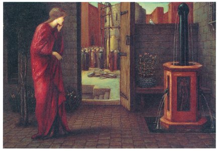 Edward Burne-Jones – Danaë Watching the Building of the Brazen Tower [from Winthrop Collection of the Fogg Art Museum]. Free illustration for personal and commercial use.