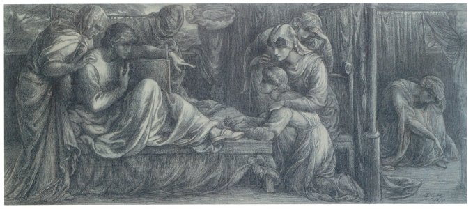 Dante Gabriel Rossetti – Study for Predella No. 2, for Dante’s Dream: Dante Awakening from His Dream [from Winthrop Collection of the Fogg Art Museum]. Free illustration for personal and commercial use.