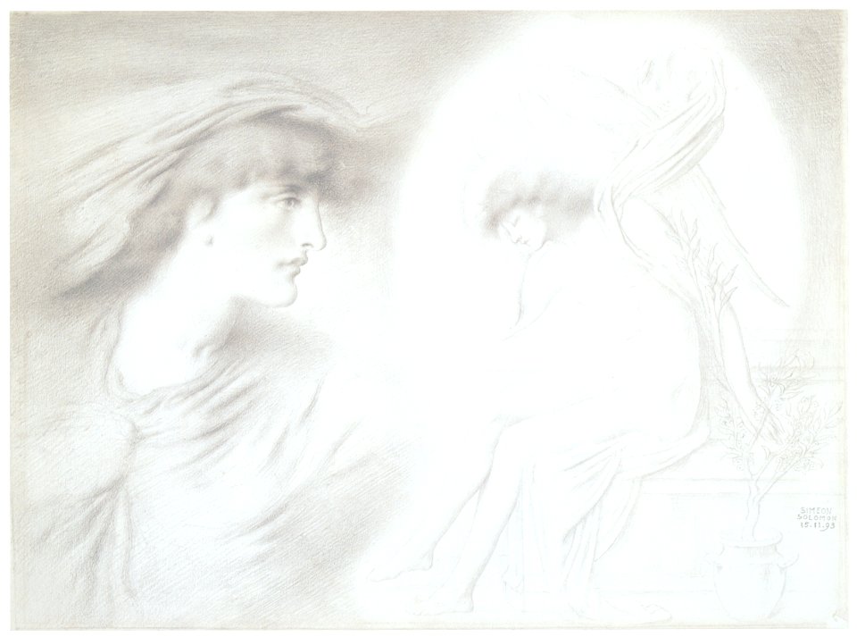 Simeon Solomon – The Healing Night and Wounded Love [from Winthrop Collection of the Fogg Art Museum]