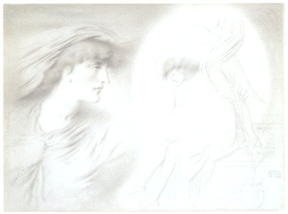 Simeon Solomon – The Healing Night and Wounded Love [from Winthrop Collection of the Fogg Art Museum]