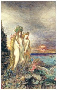 Gustave Moreau – The Sirens [from Winthrop Collection of the Fogg Art Museum]. Free illustration for personal and commercial use.