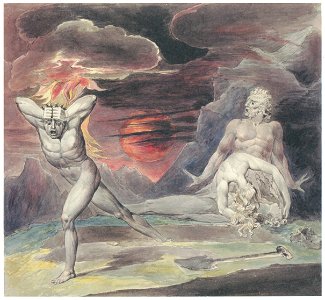 William Blake – Cain Fleeing from the Wrath of God (The Body of Abel Found by Adam and Eve) [from Winthrop Collection of the Fogg Art Museum]. Free illustration for personal and commercial use.