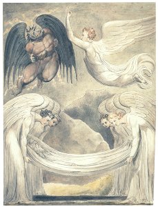 William Blake – The Devil Rebuked (The Burial of Moses) [from Winthrop Collection of the Fogg Art Museum]. Free illustration for personal and commercial use.