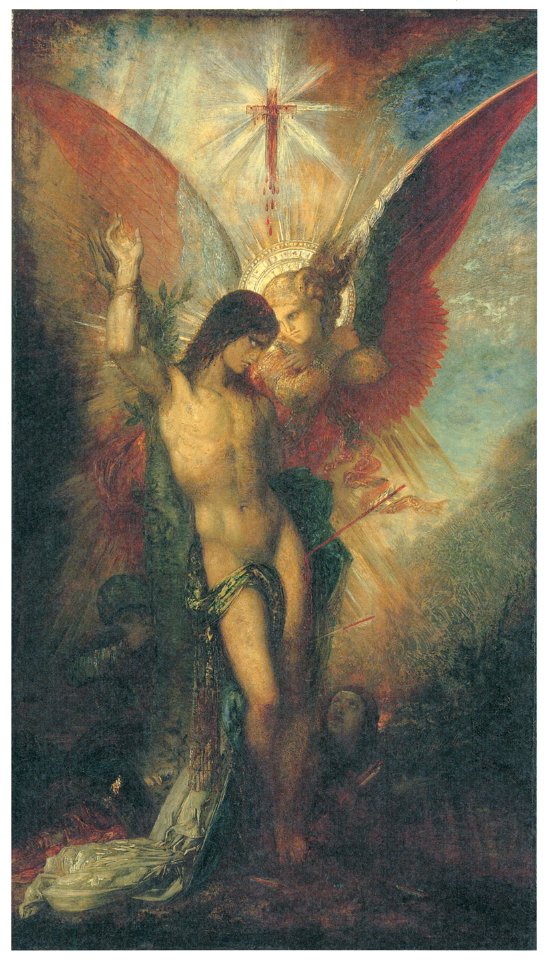 Gustave Moreau – Saint Sebastian and the Angel [from Winthrop Collection of the Fogg Art Museum]. Free illustration for personal and commercial use.